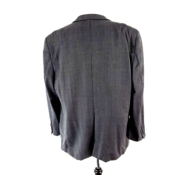 Joseph Feiss Gold Heavy Wool 2 Button Sport Coat 46L Gray Herringbone - Picture 5 of 10